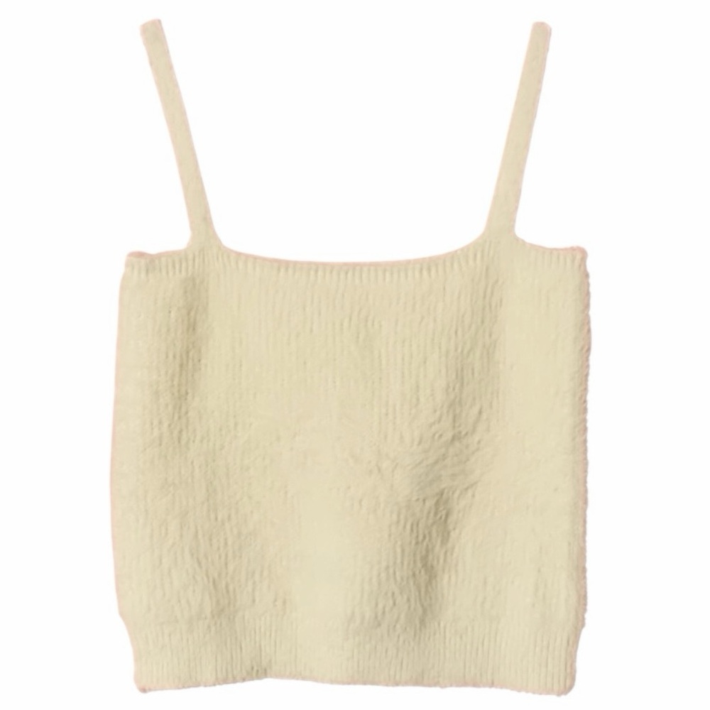 Willow & Wind Fuzzy Knit Cream Tank Top Size Small